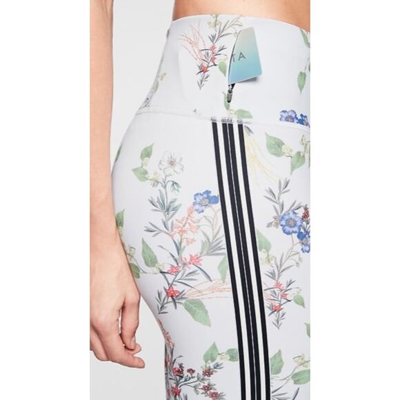 Athleta XS Leggings Contender Blossom 7/8 Length Floral Stripes White Athletic - Picture 2 of 12